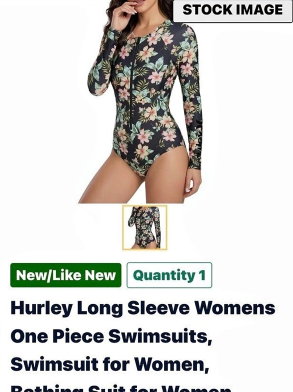 Hurley Women's Long Sleeve One-Piece Swimsuit Floral One-Piece Swimsuit